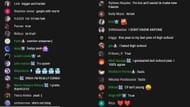 Chat reacting to her opinions (Image via Valkyrae/YouTube)